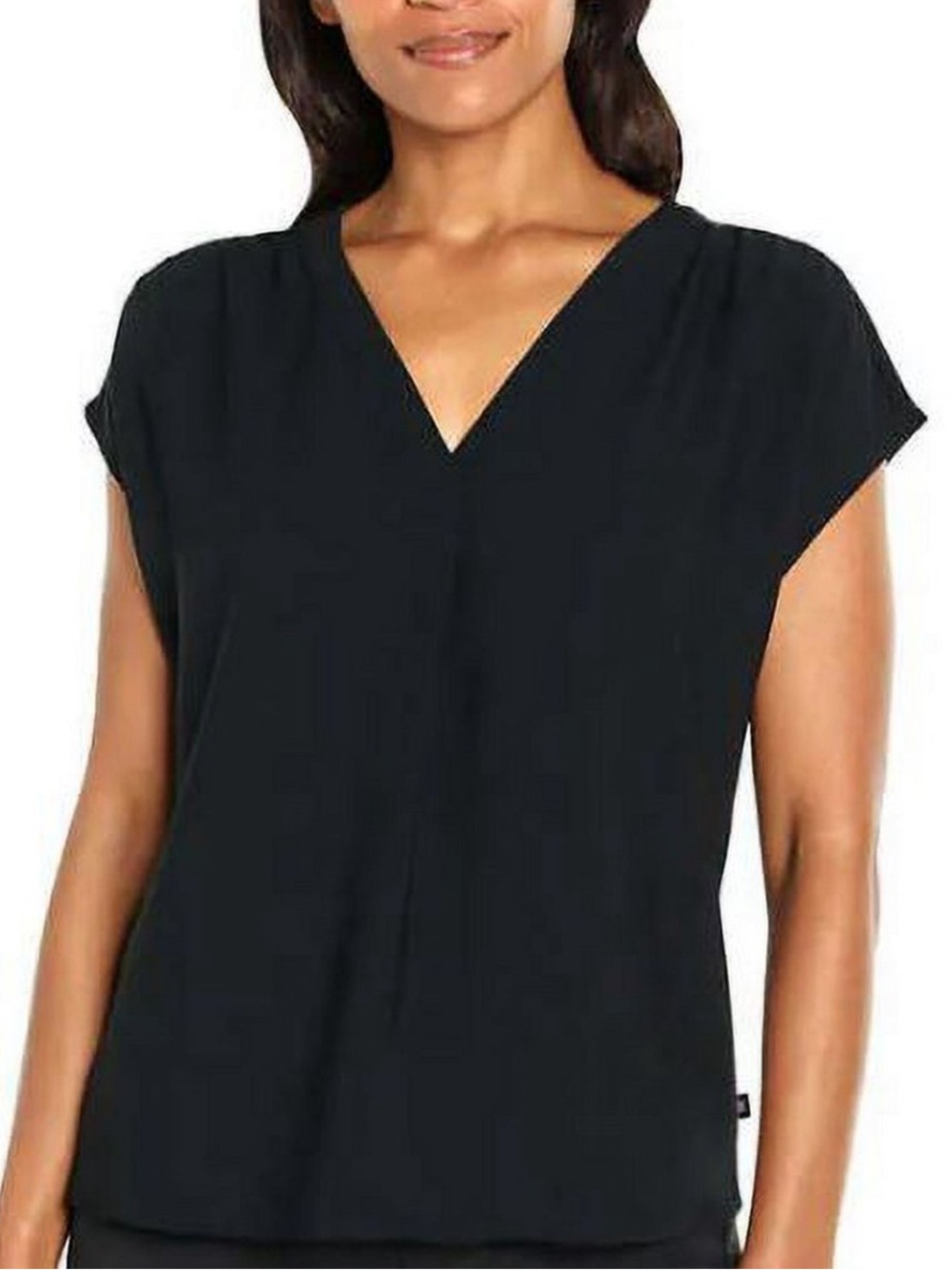 Banana Republic Women's Cap Sleeve V Neck Blouse Black Size XL NWOT